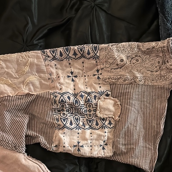 Bohemian Patchwork Top in Beige and Blue - Picture 9 of 15